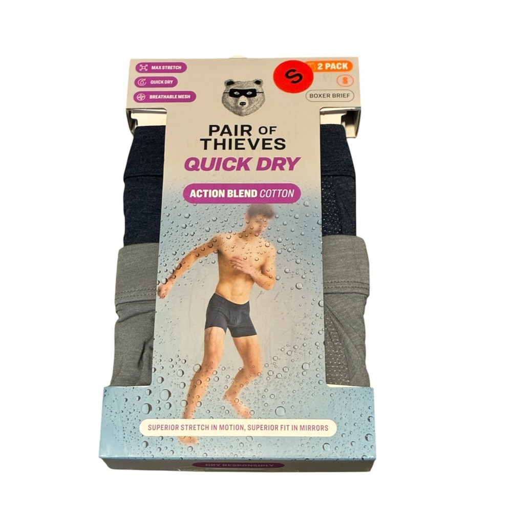 Quick Dry Men's Boxer Briefs - Navy & Gray - 2 Pack Small, cotton , new